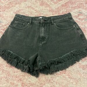 Mustard seed black frayed denim shorts